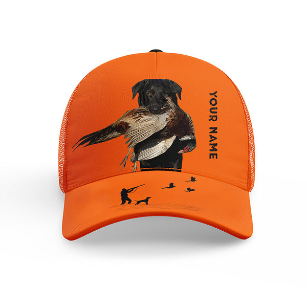 Hunting Dogs Pheasant Hunting Blaze Orange Custom Name Mesh Back Cap, Hunting Cap FSD4524