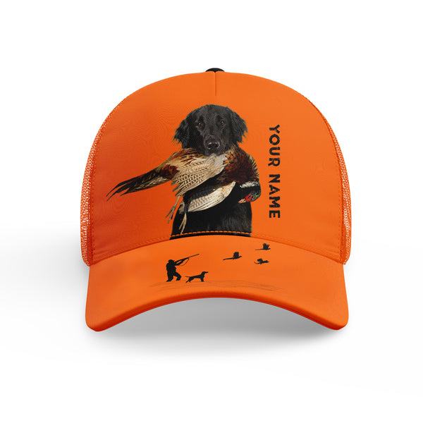 Hunting Dogs Pheasant Hunting Blaze Orange Custom Name Mesh Back Cap, Hunting Cap FSD4524