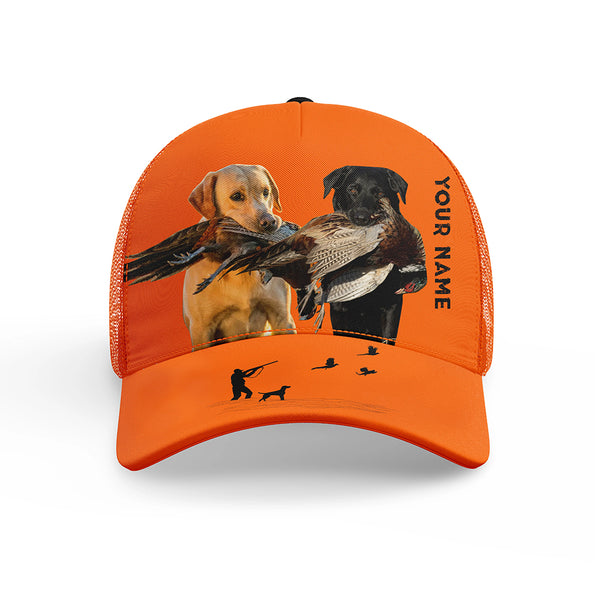 Hunting Dogs Pheasant Hunting Blaze Orange Custom Name Mesh Back Cap, Hunting Cap FSD4524
