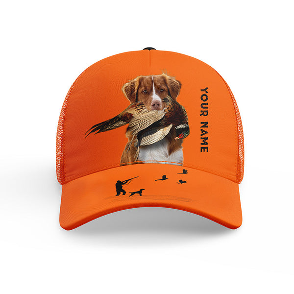 Hunting Dogs Pheasant Hunting Blaze Orange Custom Name Mesh Back Cap, Hunting Cap FSD4524