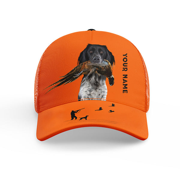 Hunting Dogs Pheasant Hunting Blaze Orange Custom Name Mesh Back Cap, Hunting Cap FSD4524