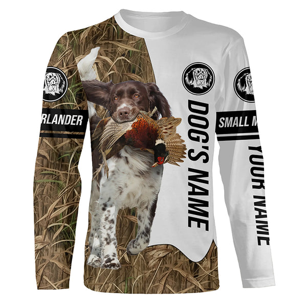 Pheasant Hunting with Small Munsterlander Dog Custom Name Camo All over printed Shirts FSD3631