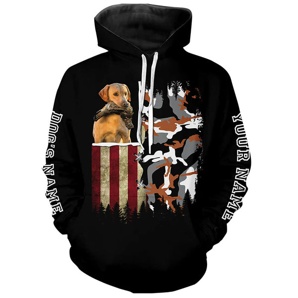 Yellow Labrador Retriever Hunting Dog American flag Custom Name Shirts, Christmas Gifts for Hunters FSD4337