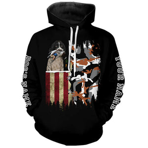 English Springer Spaniel Hunting Dog American flag Custom Name Shirts, Christmas Gifts for Hunters FSD4338