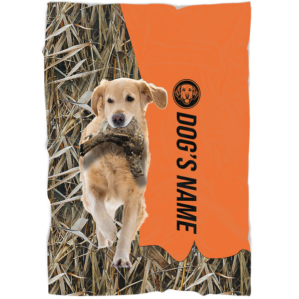 Golden Retriever Hunting Dog Custom Name Blanket, Gifts for Hunter FSD4635