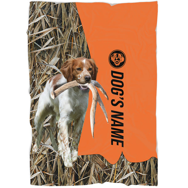 Brittany Hunting Dog Custom Name Blanket, Gifts for Hunter FSD4638