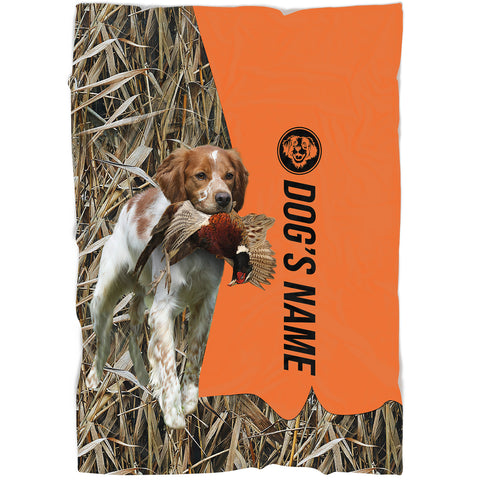 Brittany Hunting Dog Custom Name Blanket, Gifts for Hunter FSD4638