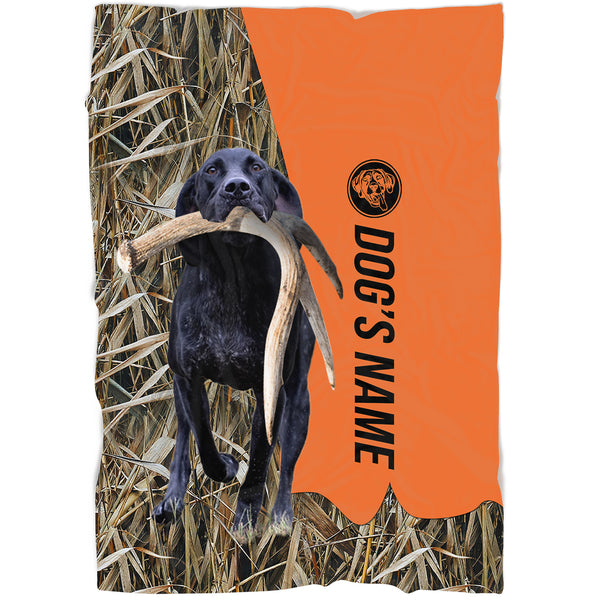 Black German Shorthaired Pointer Hunting Dog Custom Name Blanket, Gifts for Hunter FSD4640