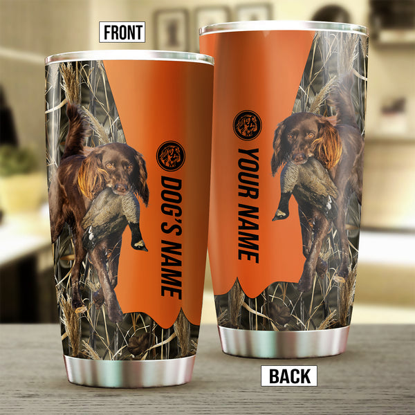 Deutsch Langhaar Birds & Deer shed Hunting Dog Custom name Stainless Steel Tumbler Cup FSD4472