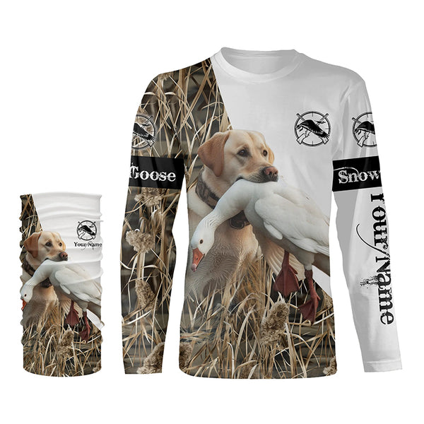 Snow Goose hunting with dog yellow labrador Custom Name All over print Shirt, Hunting gift ideas FSD1968