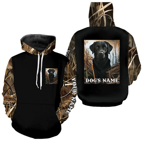 Black Labrador Retriever Hunting Dog Camouflage Custom name Shirts for Hunters, Hunting Gifts FSD4508