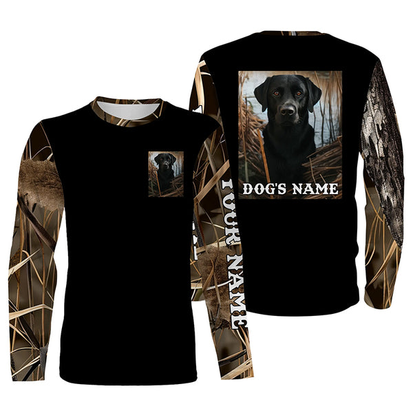 Black Labrador Retriever Hunting Dog Camouflage Custom name Shirts for Hunters, Hunting Gifts FSD4508