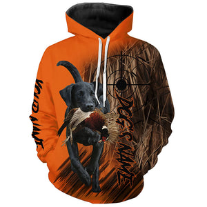 Black Labrador Retriever Pheasant Hunting Camo Orange Shirts, Personalized Upland Hunting Shirts FSD4550