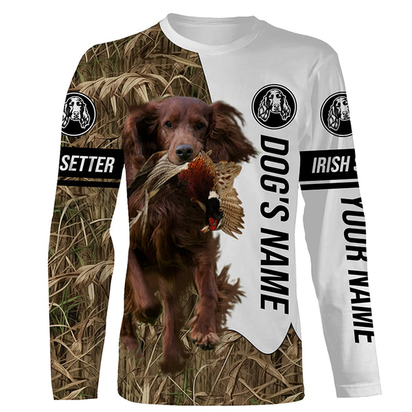 Pheasant hunting with red Irish setter Dogs Customize name 3D All over print Shirts, Hoodie FSD3758