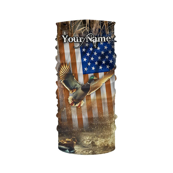 Duck Hunting American flag Waterfowl Camo Custom name Shirts for Men, Kid - Duck hunting gifts FSD2114