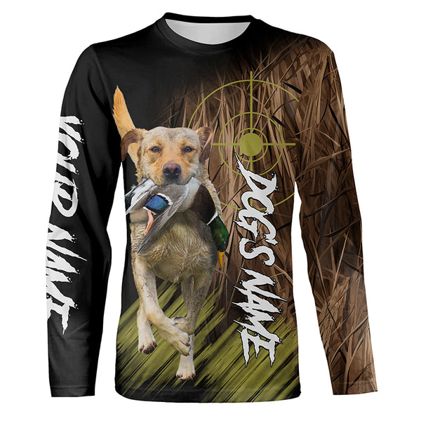 Yellow Labrador Retriever Duck Hunting Waterfowl camo Shirts, Personalized Duck Hunting Hoodie FSD4551