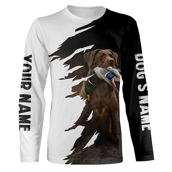 Retriever Dogs Waterfowl Duck Hunting Custom Name Shirt, Gifts for Hunters - Long Sleeve FSD4526