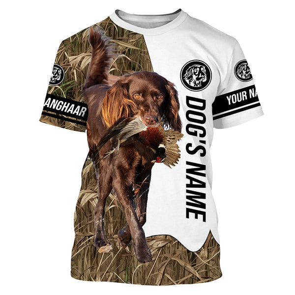 Pheasant Hunting with Deutsch Langhaar (German Longhaired Pointer) Custom Name All over print Shirts FSD3643