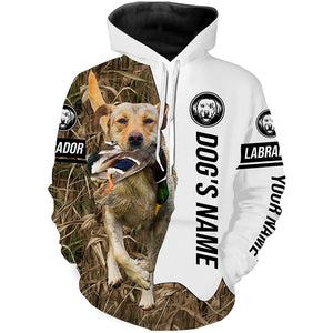 Duck Hunting with Yellow Labrador Retriever Dog Custom Name Camo Full Printing Shirts, Labrador Gundog Shirt - FSD2773