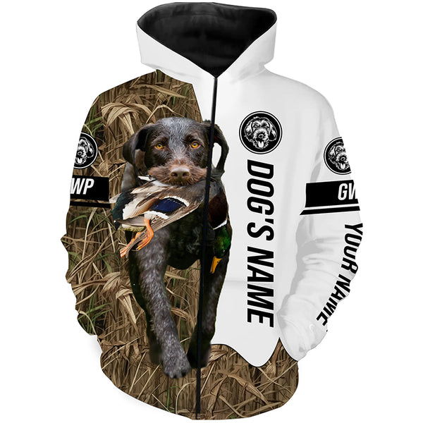 Duck Hunting with GWP German wirehaired pointers Dog Custom Name Camo Full Printing Shirts, Personalized Hunting gift - FSD2779