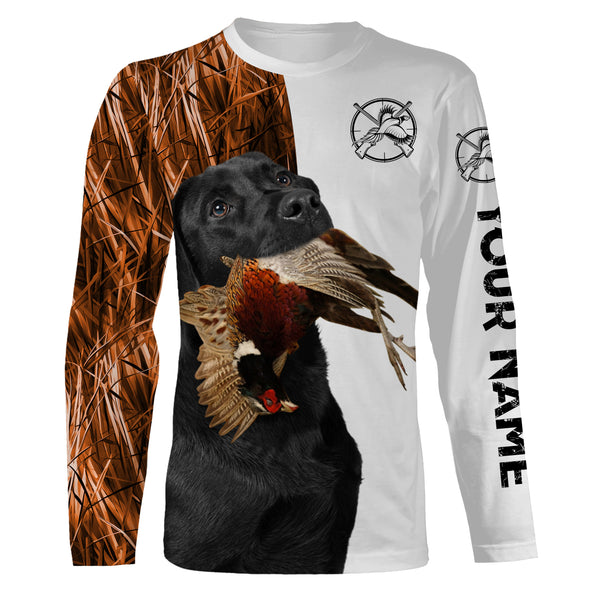 Beautiful Pheasant Hunting with Dogs Custom Name Long sleeve Shirts for Hunter FSD4451