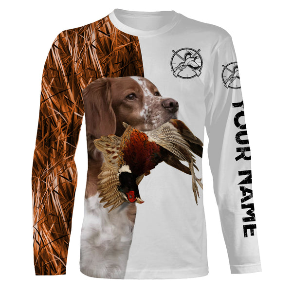 Beautiful Pheasant Hunting with Dogs Custom Name Long sleeve Shirts for Hunter FSD4451