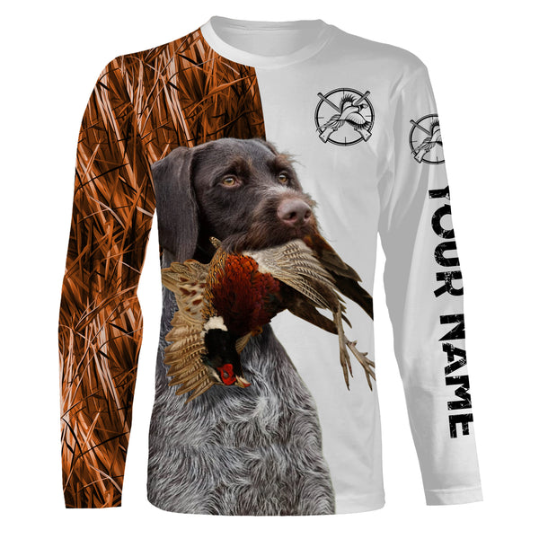 Beautiful Pheasant Hunting with Dogs Custom Name Long sleeve Shirts for Hunter FSD4451