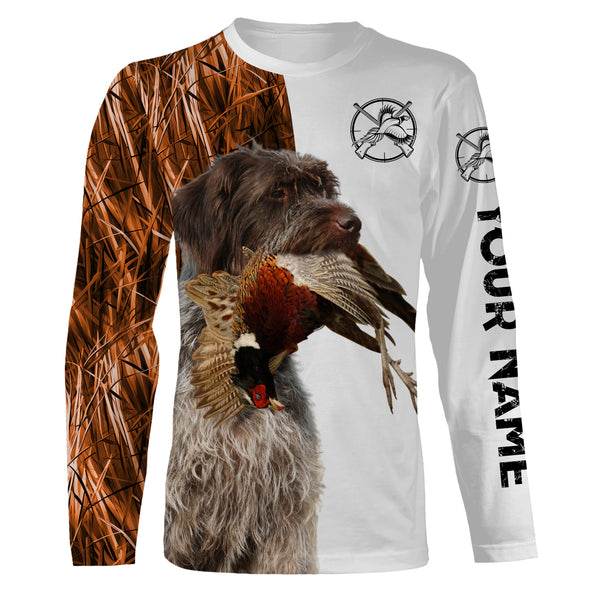 Beautiful Pheasant Hunting with Dogs Custom Name Long sleeve Shirts for Hunter FSD4451