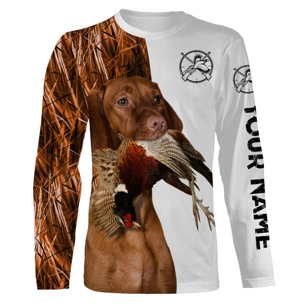 Beautiful Pheasant Hunting with Dogs Custom Name Long sleeve Shirts for Hunter FSD4451