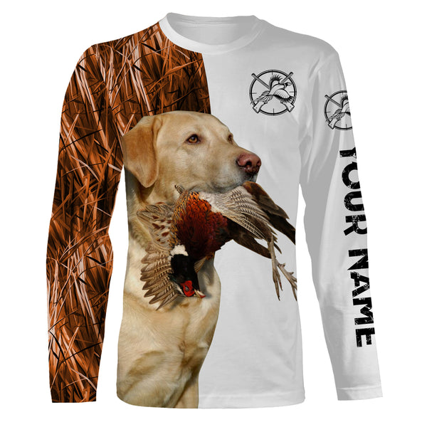 Beautiful Pheasant Hunting with Dogs Custom Name Long sleeve Shirts for Hunter FSD4451