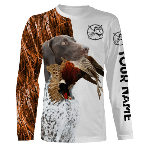 Beautiful Pheasant Hunting with Dogs Custom Name Long sleeve Shirts for Hunter FSD4451