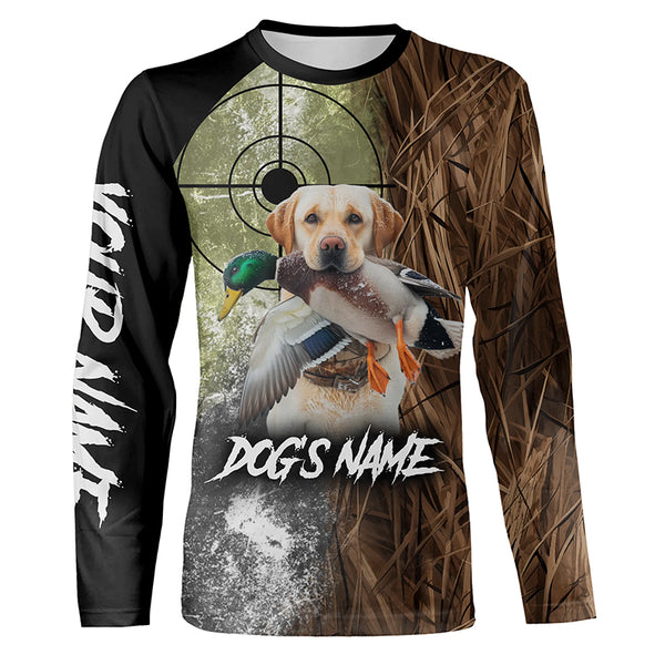 Yellow Labrador Retriever Duck Hunting Waterfowl camo Shirts, Custom Names Duck Hunting Shirts FSD4555