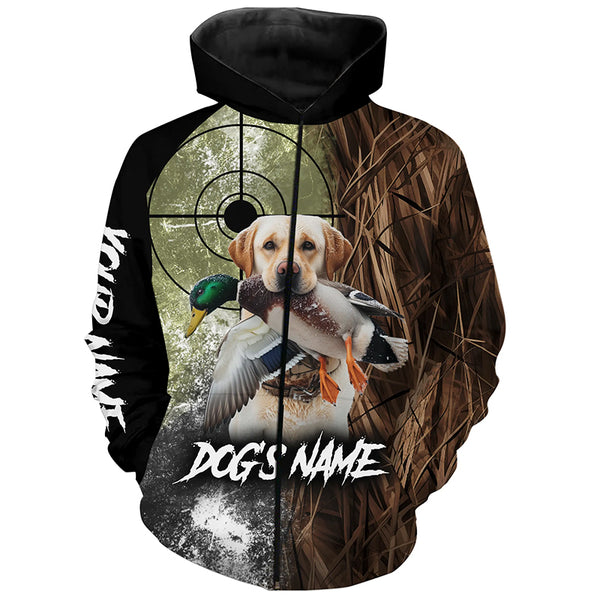 Yellow Labrador Retriever Duck Hunting Waterfowl camo Shirts, Custom Names Duck Hunting Shirts FSD4555