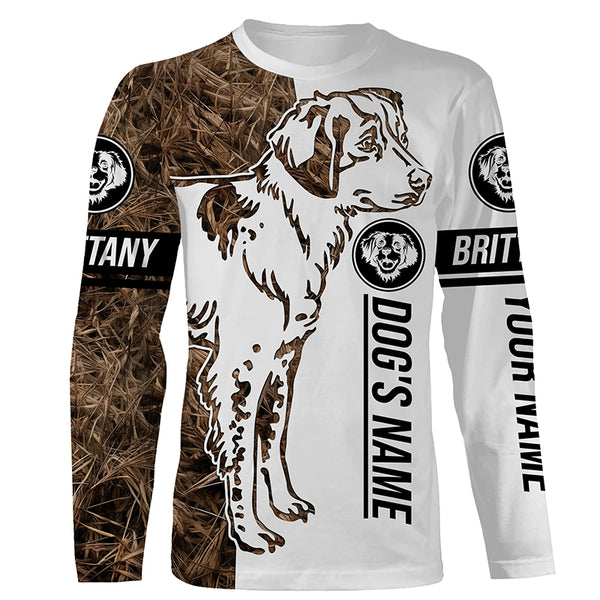 Brittany Gun Dog Tattoo Camo Customized Name Shirt, Hoodie - Brittany Hunting Dog, Duck Bird Hunting Gifts FSD2604