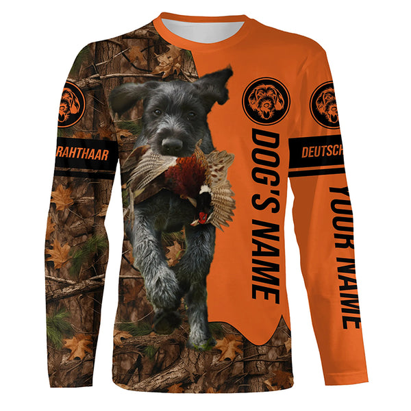 Pheasant Hunting with Dogs Deutsch Drahthaar Customize Name Shirts, Gifts idea for Pheasant Hunters FSD4064