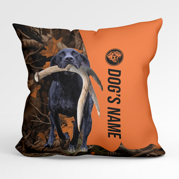 Black German Shorthaired Pointer Dog Hunting Custom Dog's Name Pillow, Personalized Pillows FSD4412