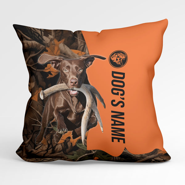 Solid Liver German Shorthaired Pointer Dog Hunting Custom Dog's Name Pillow, Personalized Pillows FSD4413