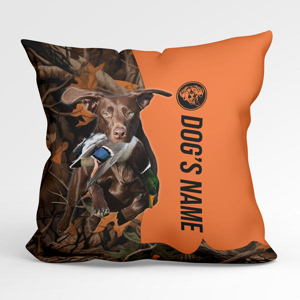 Solid Liver German Shorthaired Pointer Dog Hunting Custom Dog's Name Pillow, Personalized Pillows FSD4413