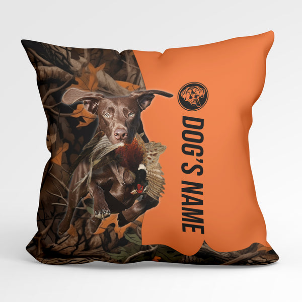 Solid Liver German Shorthaired Pointer Dog Hunting Custom Dog's Name Pillow, Personalized Pillows FSD4413