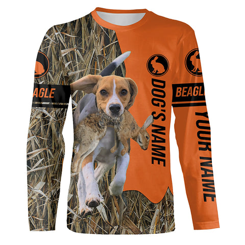 Rabbit Hunting with Dogs Beagle Customize Name Shirts, Beagle hunting dog shirt FSD3660