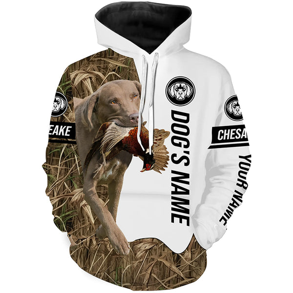 Pheasant Hunting with Chesapeake Bay Retriever Dog Custom Name Camo Full Printing Shirts, Bird hunting dog FSD2800