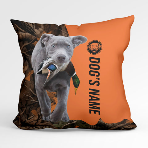 Silver Labrador Retriever Duck/Pheasant Hunting Custom Dog's Name Pillow, Hunting dog Pillows FSD4385