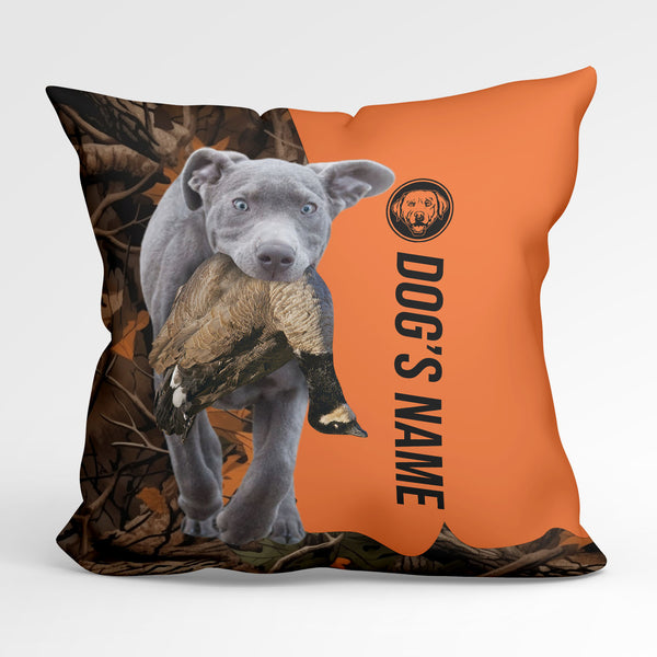 Silver Labrador Retriever Duck/Pheasant Hunting Custom Dog's Name Pillow, Hunting dog Pillows FSD4385