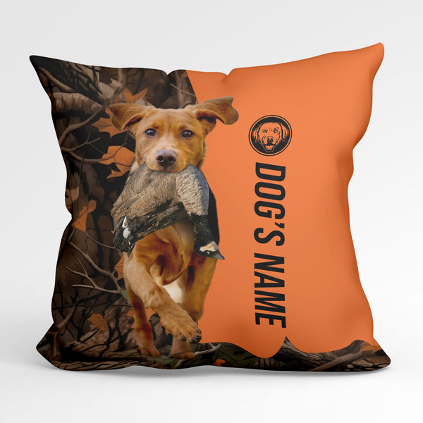 Fox Red Labrador Retriever Duck/Pheasant Hunting Custom Dog's Name Pillow, Hunting dog Pillows FSD4386