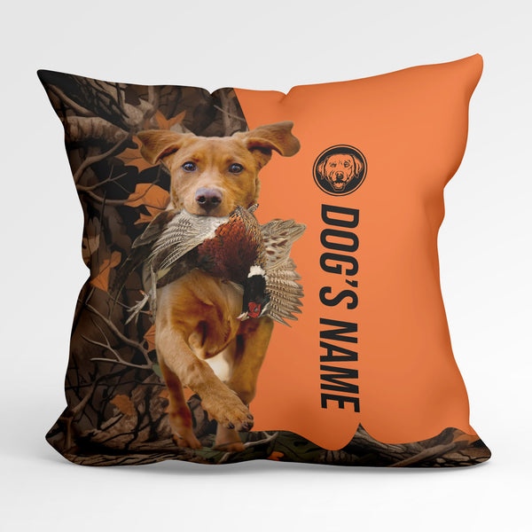 Fox Red Labrador Retriever Duck/Pheasant Hunting Custom Dog's Name Pillow, Hunting dog Pillows FSD4386