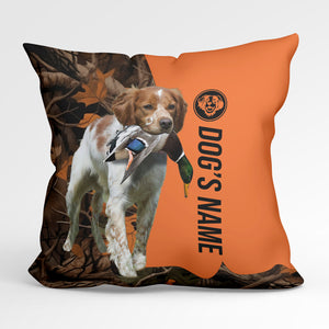 Brittany Duck/Pheasant Hunting Custom Dog's Name Pillow, Hunting dog Pillows FSD4388