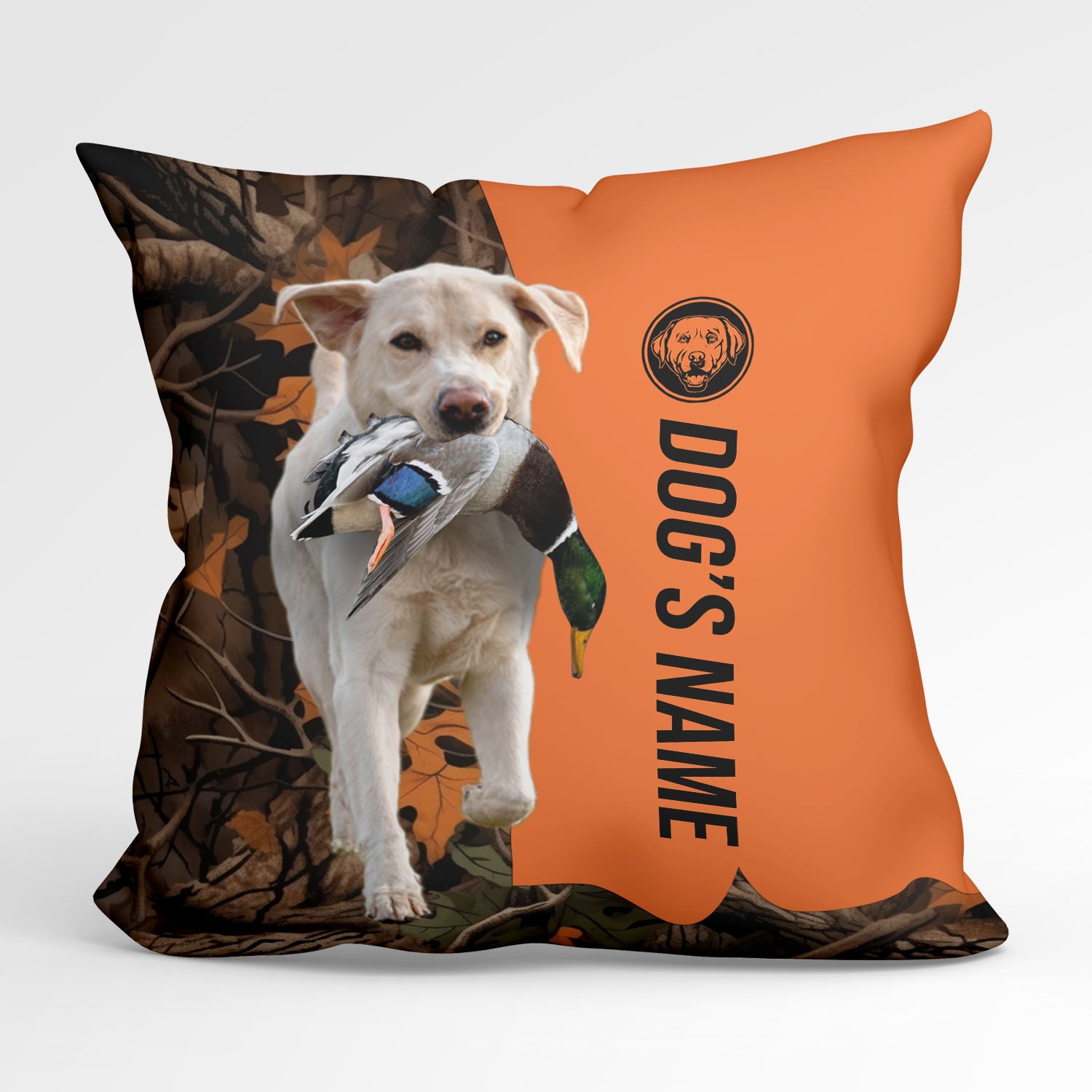 White Labrador Retriever Duck/Pheasant Hunting Custom Dog's Name Pillow, Hunting dog Pillows FSD4390