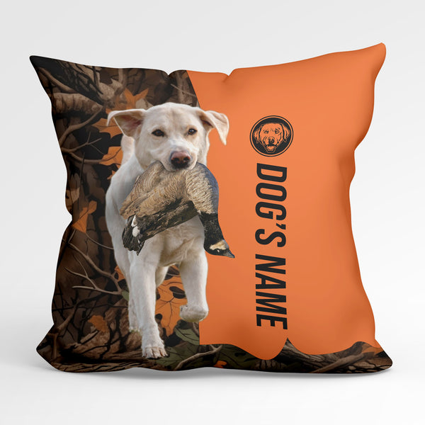 White Labrador Retriever Duck/Pheasant Hunting Custom Dog's Name Pillow, Hunting dog Pillows FSD4390