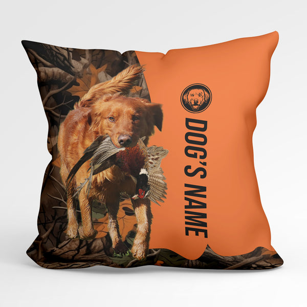 Red Golden Retriever Duck/Pheasant Hunting Custom Dog's Name Pillow, Hunting dog Pillows FSD4392