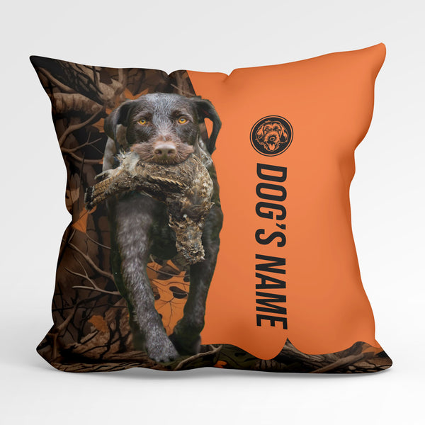 German Wirehaired Pointers Duck/Pheasant Hunting Custom Dog's Name Pillow, Hunting dog Pillows FSD4393